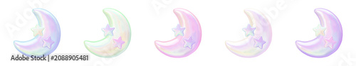 Foto Aurora Pastel Holographic Collection - Moon & Star Set - Transparent 3D PNG Elem