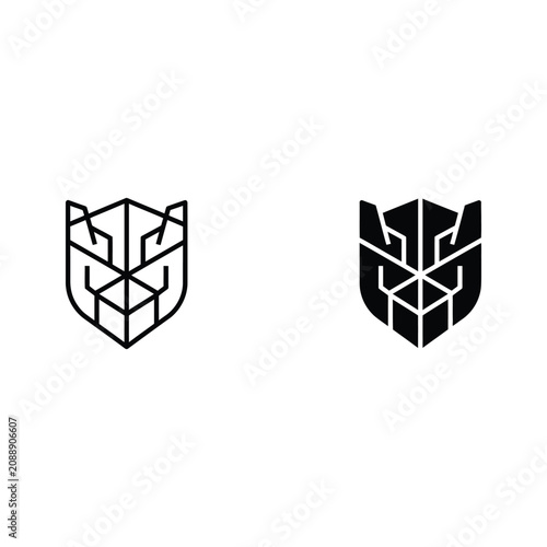 Modern geometric shield logo design with abstract geometric shapes, geometric