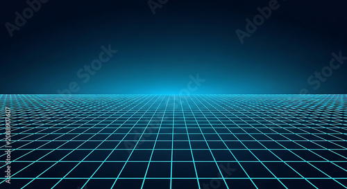 Futuristic blue grid perspective background for digital space with perspective background technology structure futuristic interface wireframe abstract connection