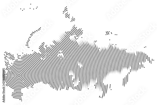 Cuadro en lienzo Modern Russia Border Vector Map with Abstract Geometric Dot Pattern Elements Cen