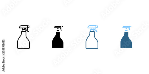 Foto cleaning spray bottle icon set multi style