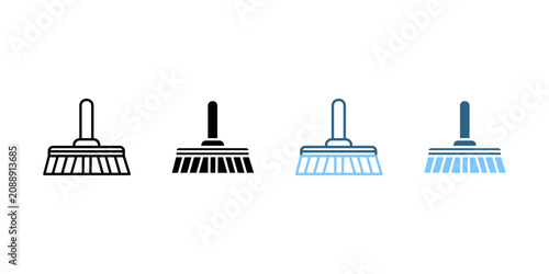 Tableau sur toile floor sweeping broom icon set multi style