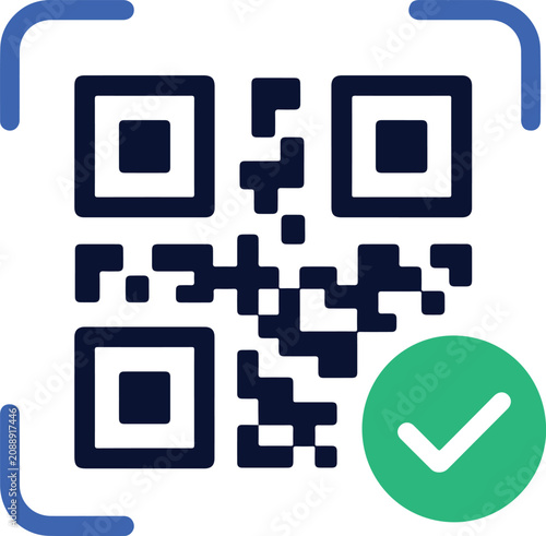 Secure QR Code Scanning and Verification Icon for Digital Authentication and Validated Access Control
