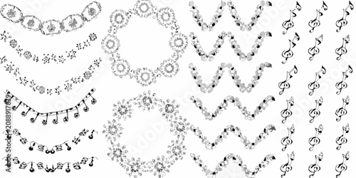 Foto Musical Notes And Clefs Vector Illustration With Decorative Arrangements