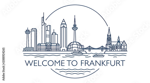 Obraz na płótnie Frankfurt Skyline Icon: Welcome to Frankfurt Cityscape Vector Illustration