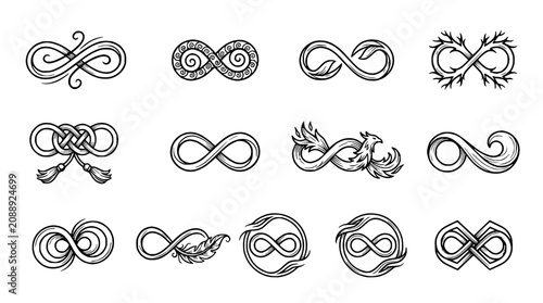 Obraz na plátně Collection of Hand-Drawn Infinity Symbols with Unique Designs