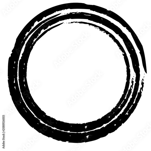 Tableau sur toile Open grunge circle shape vector with imperfect brush stroke texture