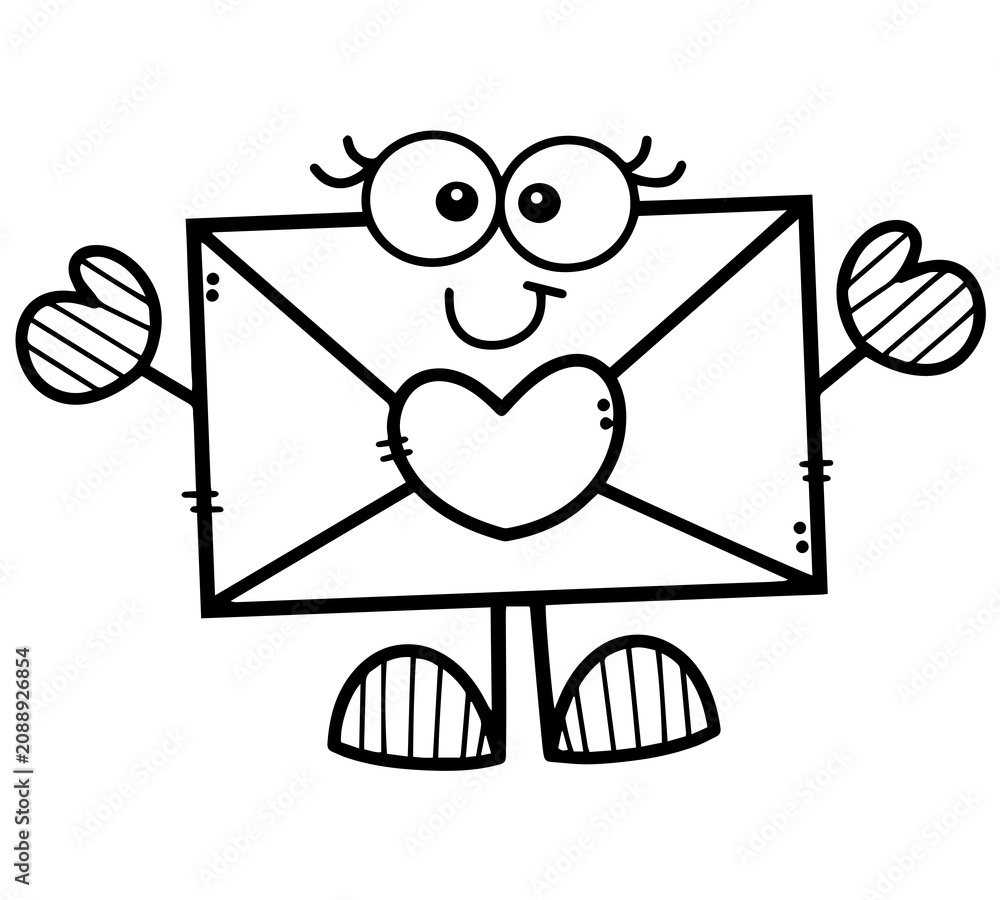 Obraz premium love, cartoon, heart, vector, art, valentine, drawing, illustration, child, character, people, sign, angel, boy, icon, day, fun, funny, design, coloring, animal, sketch