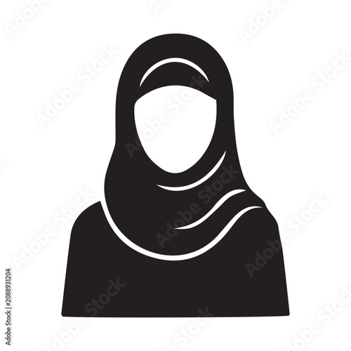 фотографія A Muslim Woman Wearing a Black Hijab in a Simple Silhouette Style