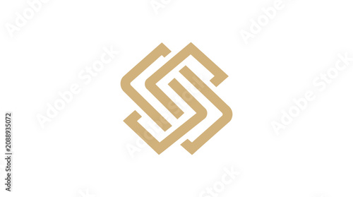 A gold logo on a white background.