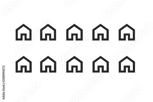 Set of 12 Minimalist House Icons in Line Art Style for Web and App Design