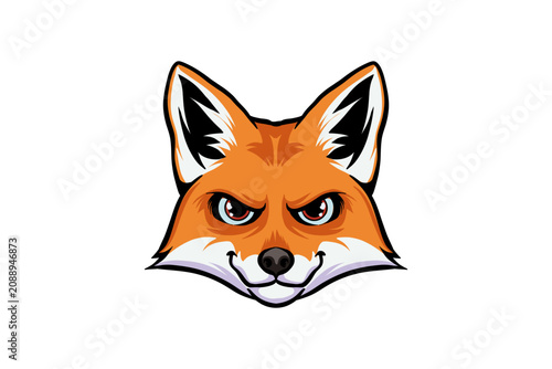 Cute cartoon style illustration of a fox's head