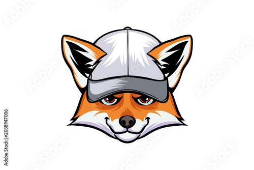 Illustration of a fox's head wearing a hat