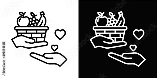 Foto Food Assistance Icon White And Black Background Style