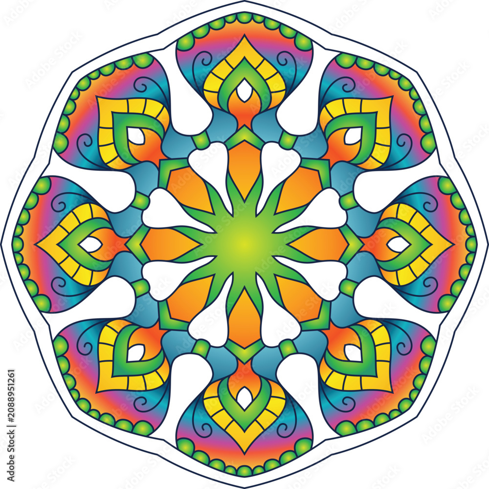 Fototapeta premium Decorative rounded mandala zen tangle design colouring book page