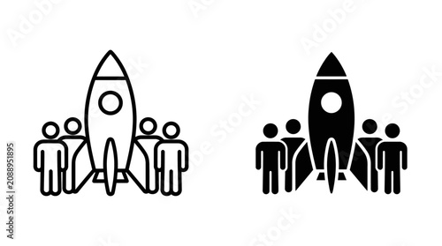 Bild auf Leinwand Rocket Ships Illustration Depicting Teamwork Innovation