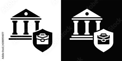 Tableau sur toile Business Litigation Defense Icon White And Black Background Style
