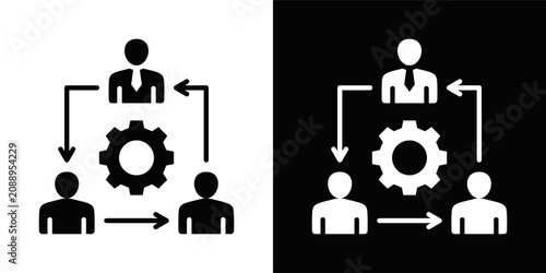 Foto Corporate Restructuring Plan Icon White And Black Background Style