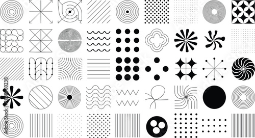 Quadro su tela Abstract Geometric Shapes and Minimalist Line Texture Patterns Collection for Br