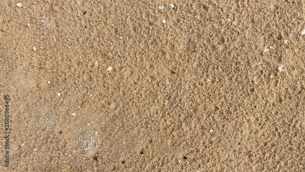 Fototapeta premium Natural brown sand surface texture featuring fine grains, natural traces, and rich surface detail. Suitable for use as a background or texture.