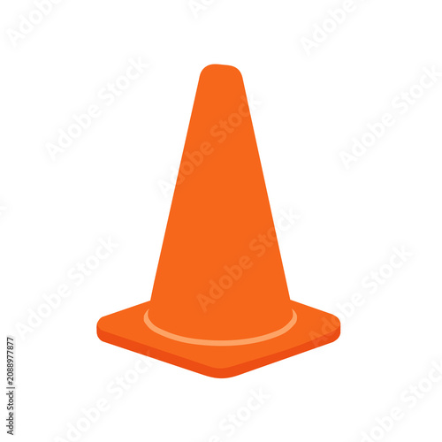 Orange Traffic Cone Flat Vector Icon
