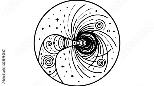 Black Hole Vortex Cosmic Swirl Abstract Vector Illustration