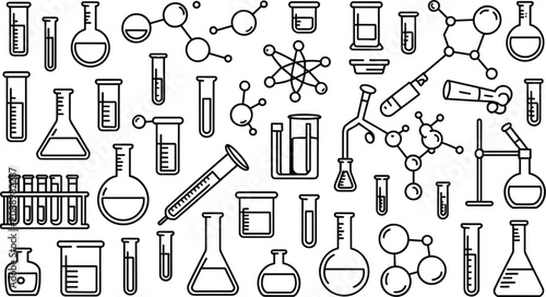 Vászonkép Chemistry laboratory outline icon pattern vector illustration featuring scientif