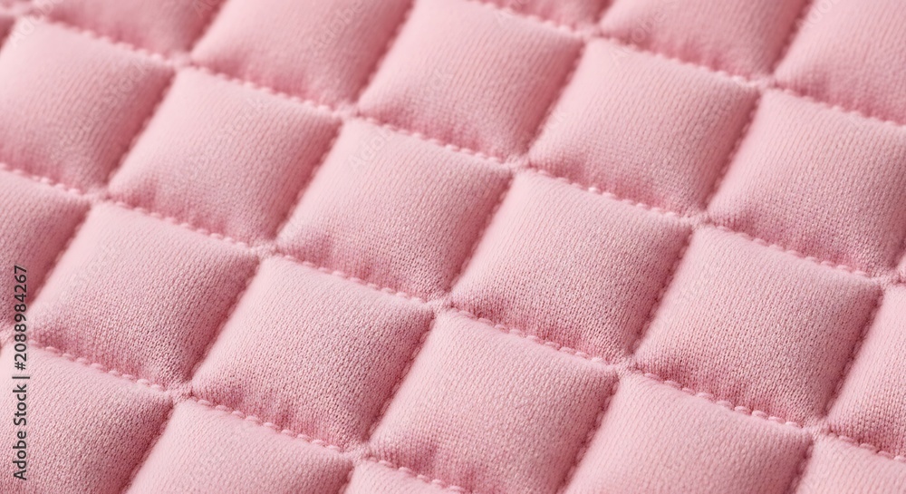 Fototapeta premium Close up of soft pink quilted fabric texture background.