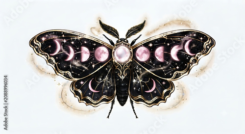 Colorful Swallowtail Butterfly Illustration on Black Background Vintage Nature Insect Wing Design with Elegant Ornamental Pattern and Decorative Vector Art