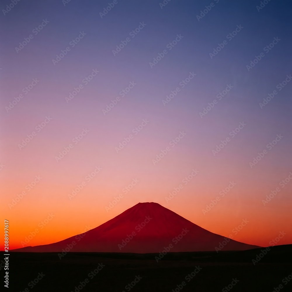 Fototapeta premium mountain silhouette at sunset on white background