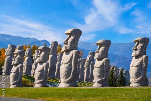 Moai at Makomanai Takino Cemetery in Sapporo, Hokkaido, Japan