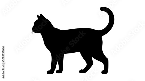 Tableau sur toile Black cat silhouette, feline icon, animal shape, pet symbol