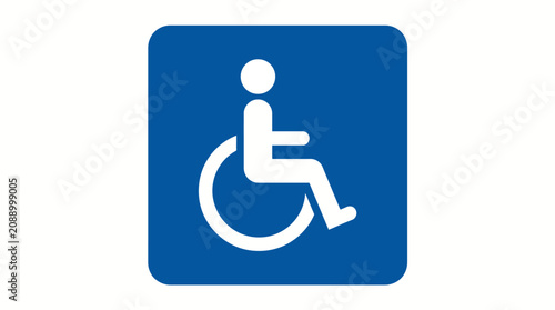 Принти на полотні Blue square accessibility symbol featuring a white wheelchair icon, representing