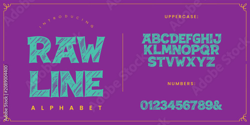 Canvastavla RAW LINE Sketchy Hand Drawn Font Artistic Creative Lettering for Unique Designs