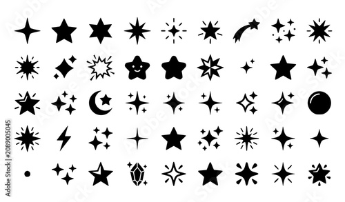 Sparkle and Star Flat Icon Set Twinkle Shine Vector Collection
