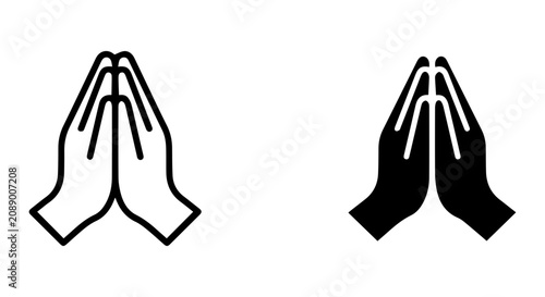 Quadro su tela Praying Hands Icon Set, Gratitude Symbol, Spiritual Gesture, Vector Illustration