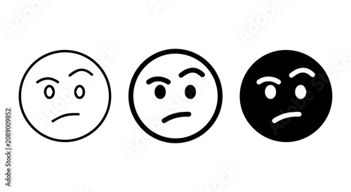 Tableau sur toile Skeptical Face Icons, Doubtful Expression Vector Set, Questioning Emotion Symbol
