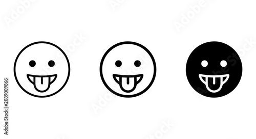 Foto Silly Face Icons, Playful Emoji Set, Tongue Out Emoticon Vector Graphics