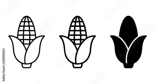 Canvastavla Corn Cob Icons, Maize Vector Graphics, Sweet Corn Illustrations, Organic Food Sy
