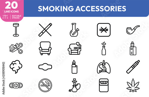 Foto Smoking cessation accessories icon set