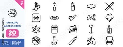 Foto Smoking paraphernalia icon set