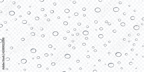 Konstfotografi Macro view of scattered rain water droplets on a pristine white surface with bac