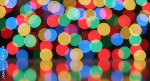 This vibrant abstract background features multicolored bokeh lights and soft reflections, perfect for festive holiday and party designs, lights, vibrant, background
