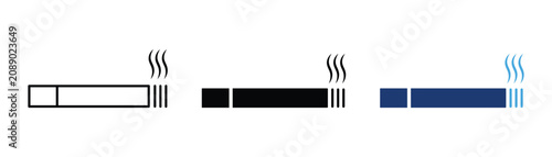 Smoking Cigarette Icon. Tobacco Product with Smoke,  Vector Illustration for Health, Warning, Web, UI, Print, and Infographic Design