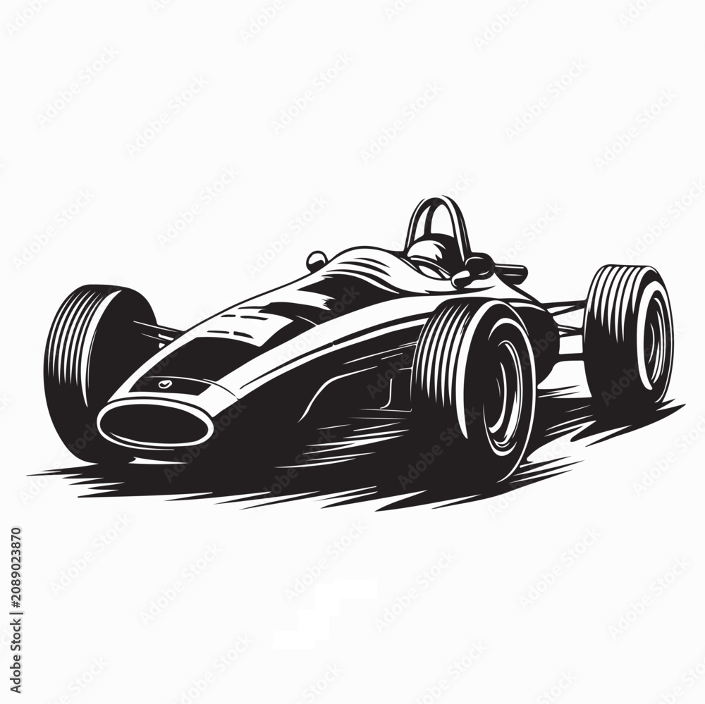 Obraz premium Classic Formula One Race Car Vector Illustration On White Background
