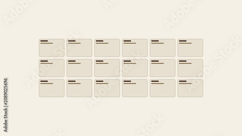 Minimalist grid interface animation with dynamic loading bars and data processing 4k