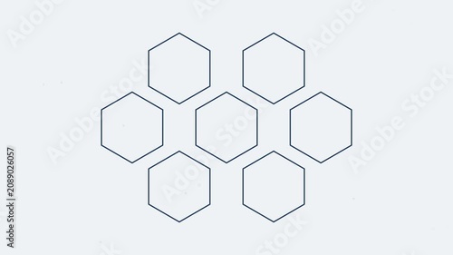 Minimalist hexagon pattern animation, abstract geometric 4k background, with soft blue, motion for modern, tech and corporate presentations