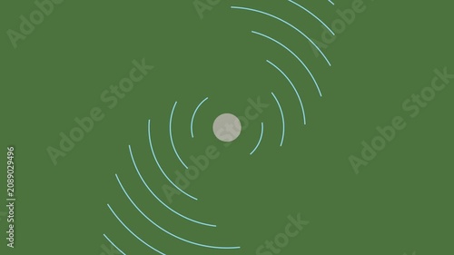 Rotating circular waves animation on green background: minimalist abstract motion for technology and connectivity concepts 4k