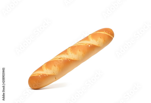 Fresh baguette on white bac...