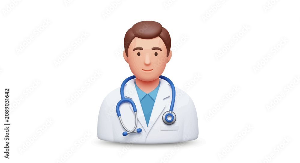 Fototapeta premium A smiling male doctor wearing a stethoscope and white coat
